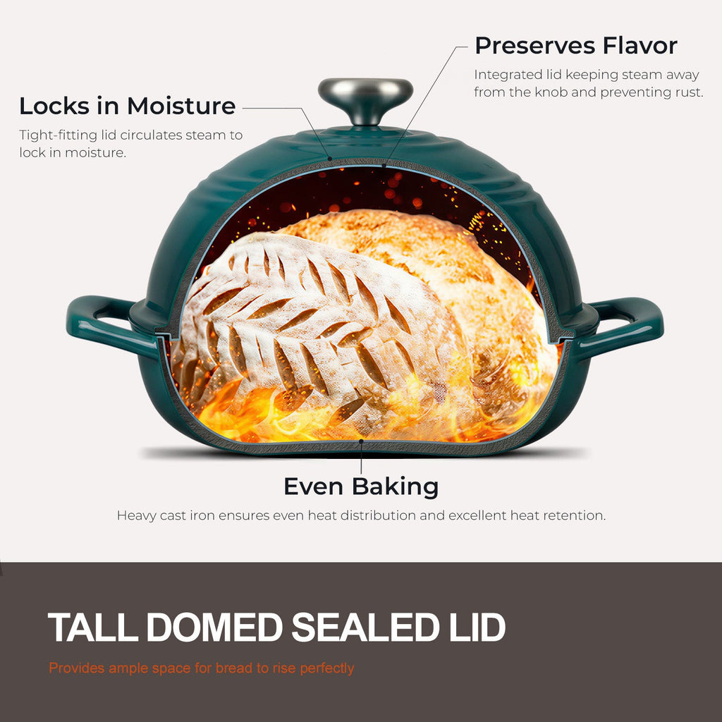 Overmont 6QT Cast Iron Bread Dutch Oven Multicolor