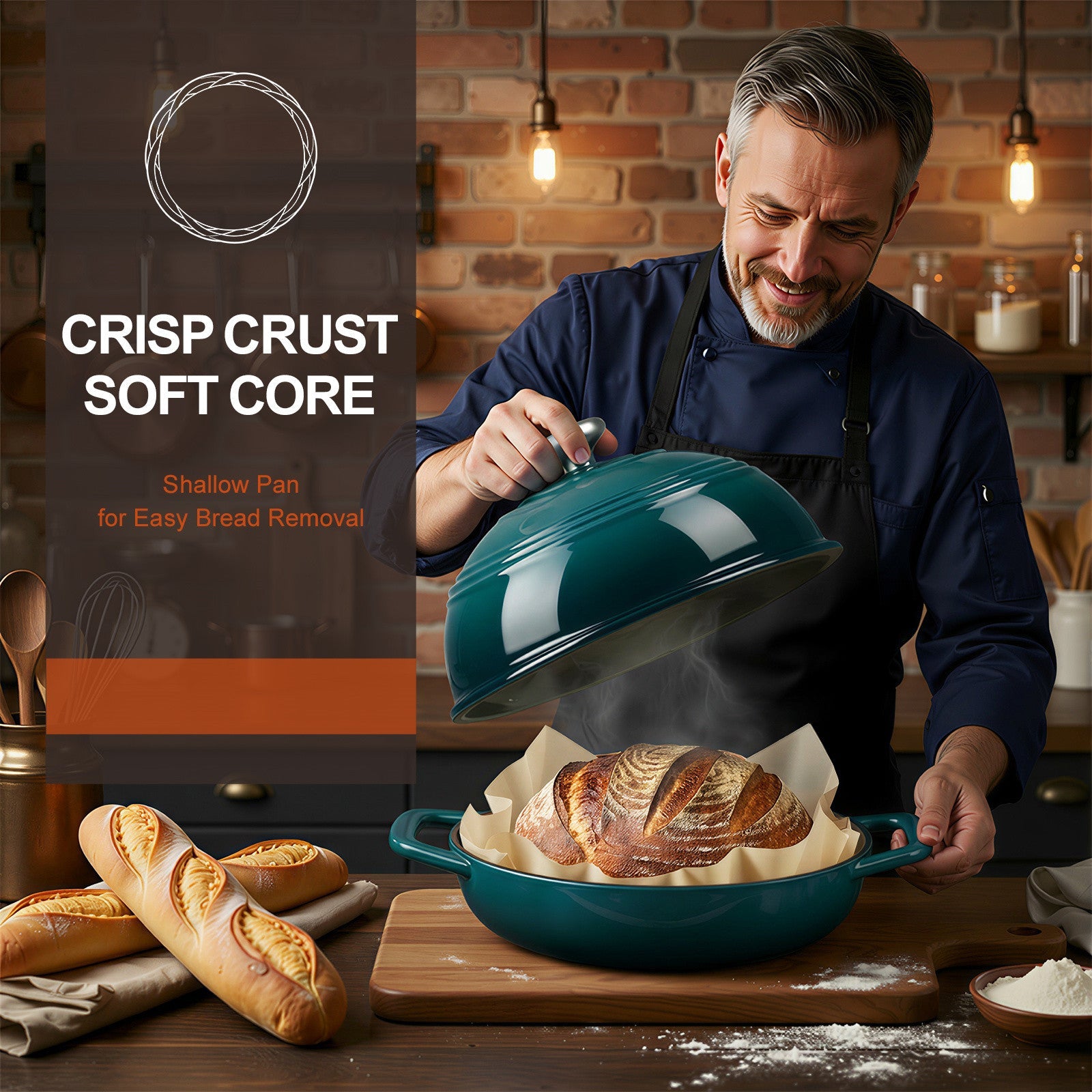Overmont 6QT Cast Iron Bread Dutch Oven Multicolor