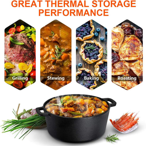 Black pots for grilling, stewing, baking and roasting.